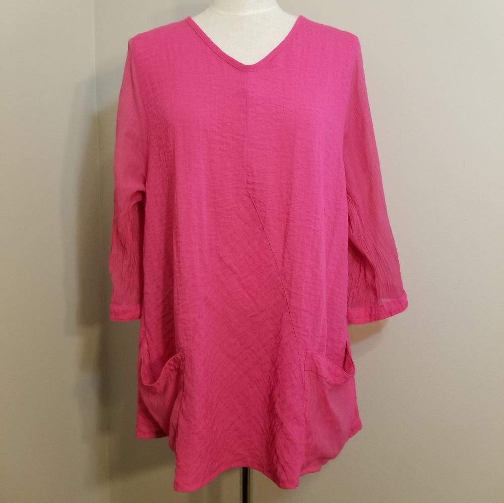 Soft Surroundings | Hot Pink Gauze Tunic